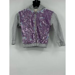 465 Kids by Garanimals  gray sweater hoodie with purple sequins size 5